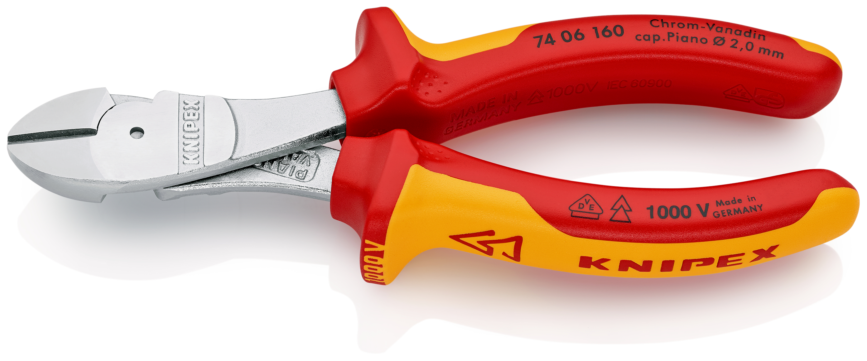 Knipex-Werk Kraft-Seitenschneider isoliert, 160mm 74 06 160