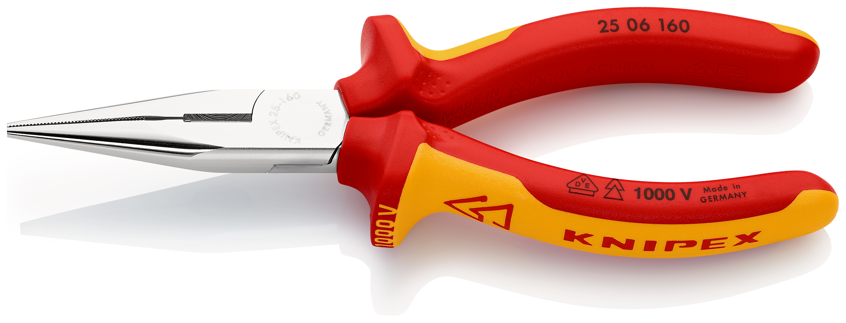 Knipex-Werk Flachrundzange mit Schneide, 160mm 25 06 160