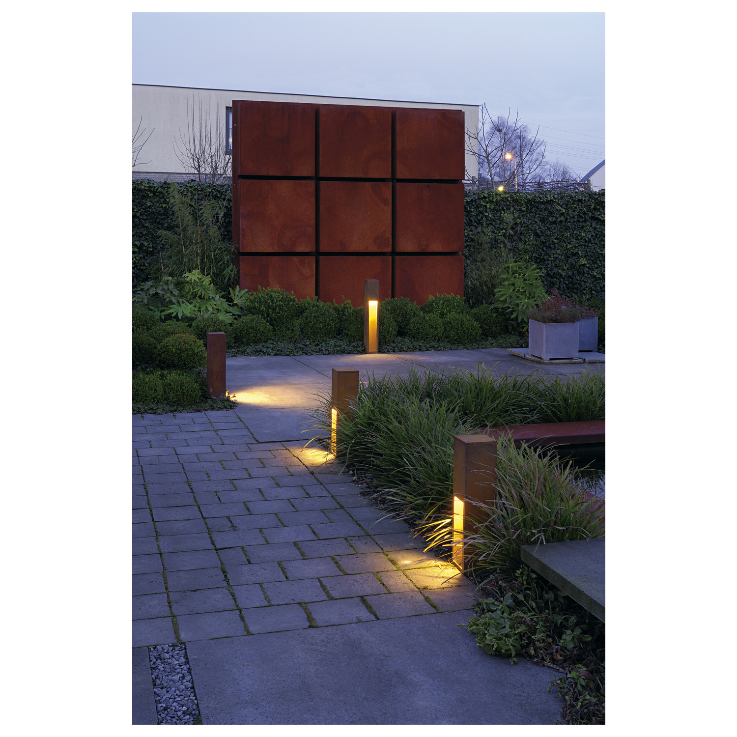 SLV RUSTY® SLOT 50, Outdoor Standleuchte, TC-DSE, IP44, stahl gerostet, L/B/H 12/12/50 cm, max. 11W - 229410