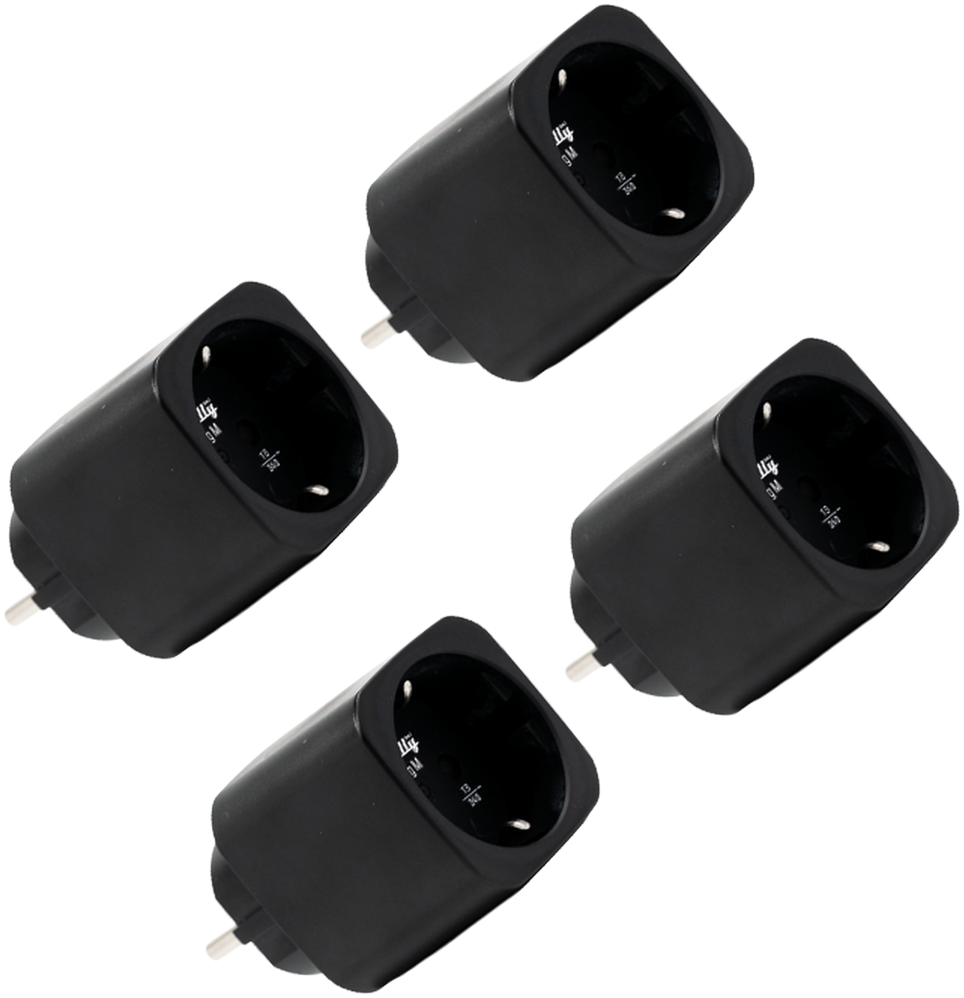 Shelly Plug & Play Plug M Gen3 Black 4er Set Smarter Zwischenstecker 13A Messfunktion WLAN BT schwarz