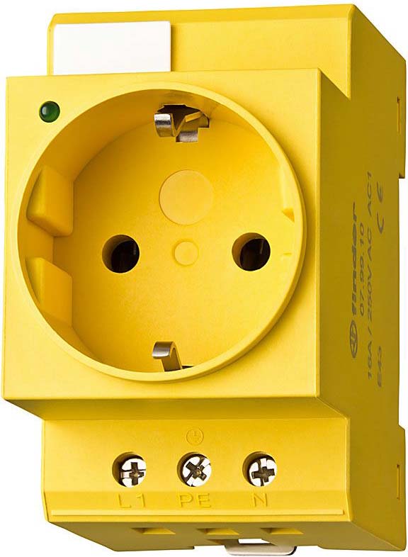 Finder Reiheneinbausteckdose 16A 250VAC, gelb 07.98.00 - 79800 günstig online kaufen