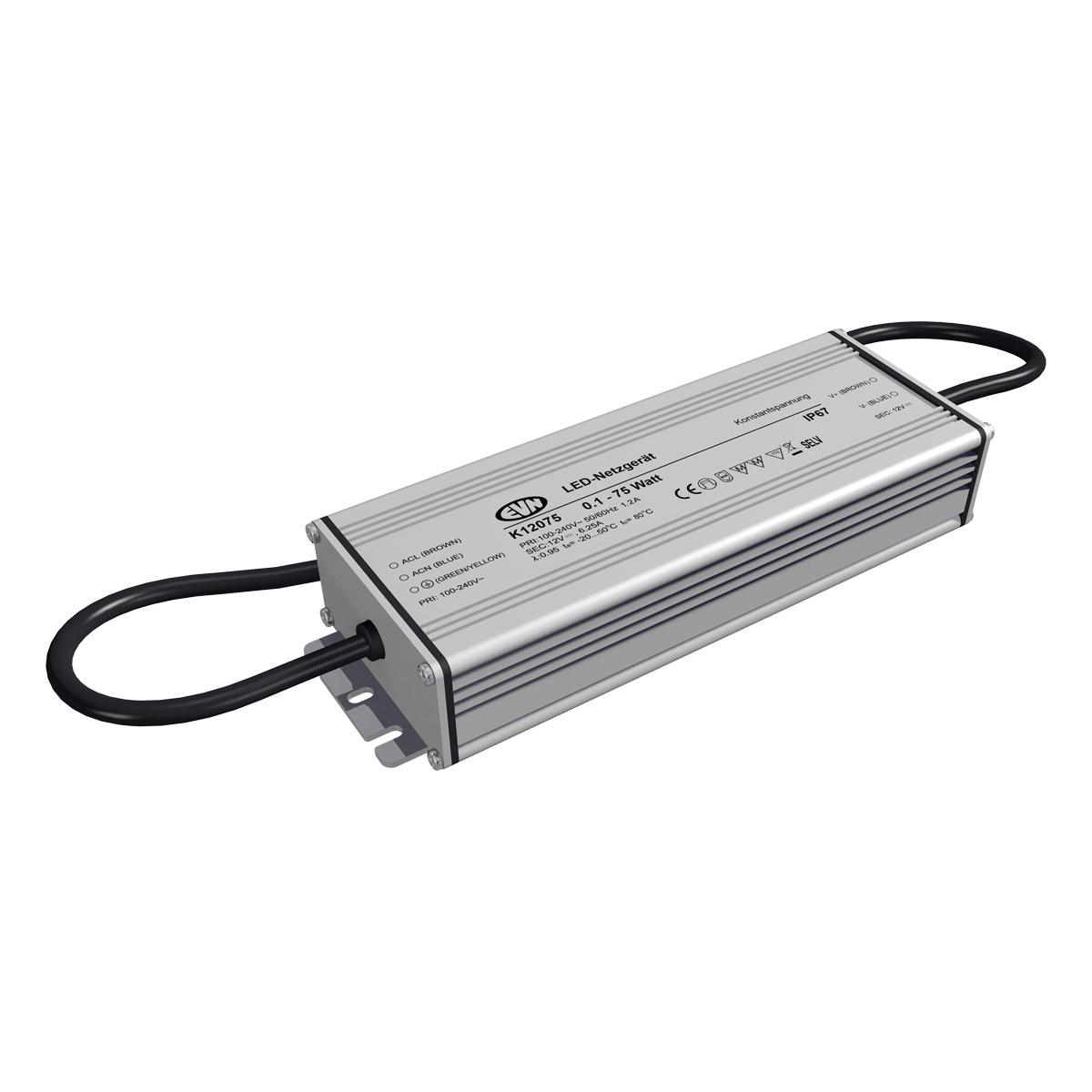 EVN Lichttechnik LED-Netzgerät 12VDC 0-75W IP67 K 12075 - K12075
