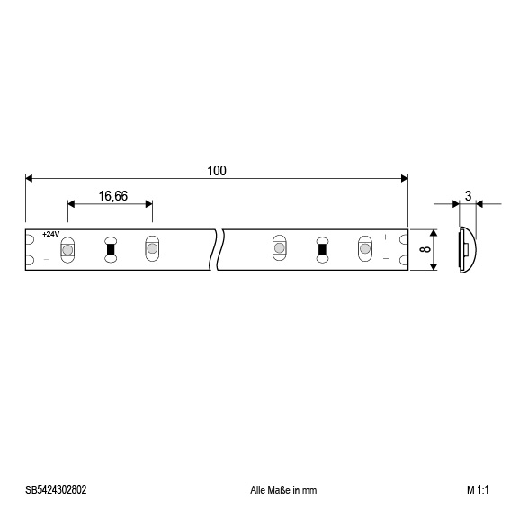 EVN Lichttechnik LED-Strip 5m 3000K 24V/DC IP54 SB5424302802