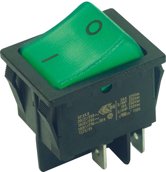 Bachmann EB-Wippenschalter sw/gn,16(8)A250V 2p. 924.097 - 924097