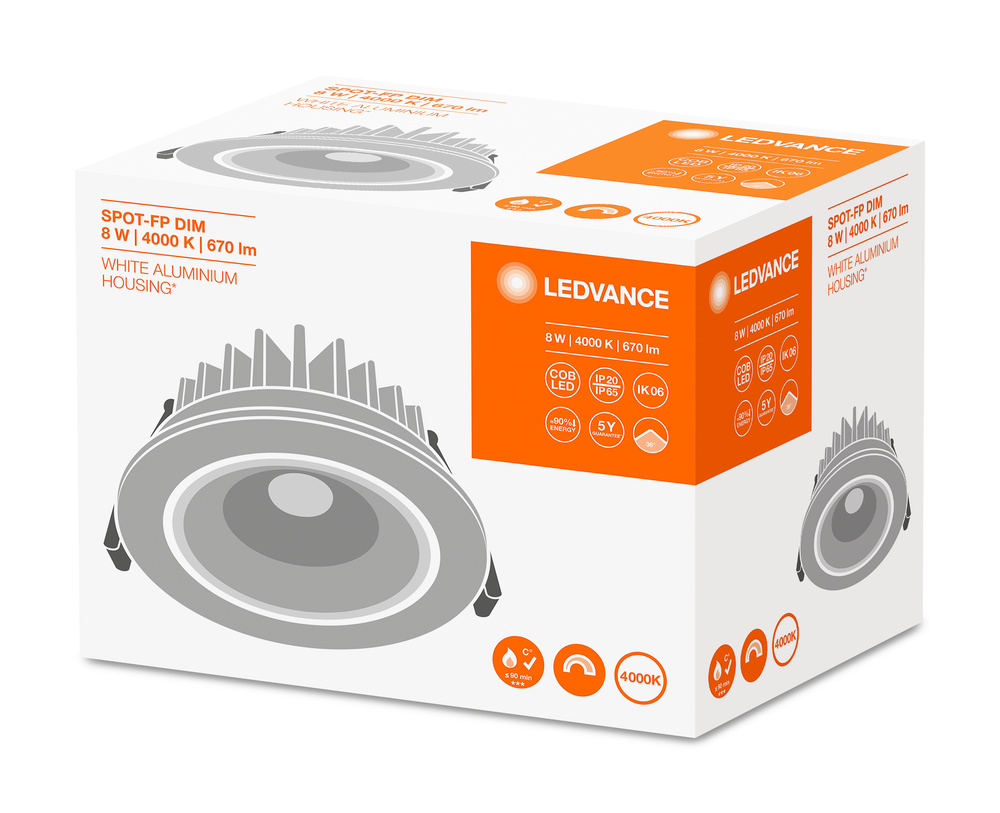 Ledvance LED spotlight SPOT FIREPROOF DIM 8 W 4000 K IP65/IP20 WT