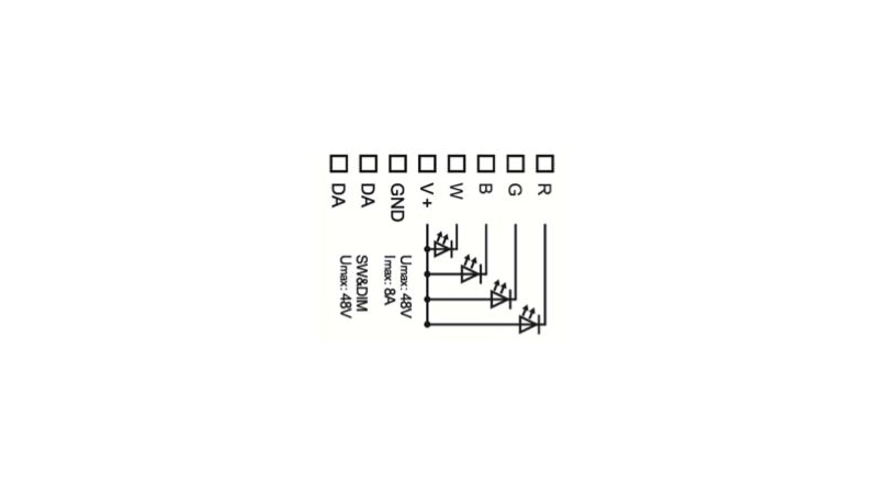 Lunatone Light Management DALI RGBW LED Dimmer CV 8A flush mounting 59x33x15mm - 86458509