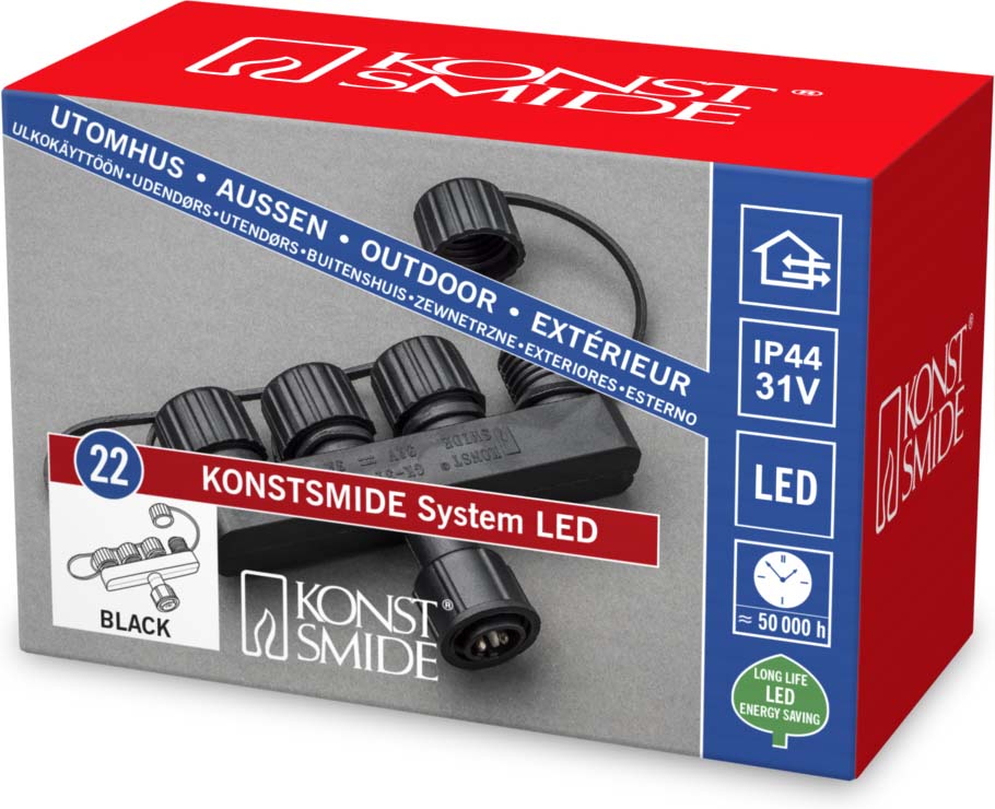 Gnosjö Konstsmide WB LED-System Verteiler 1 Eingang/4 Ausgänge 4803-000