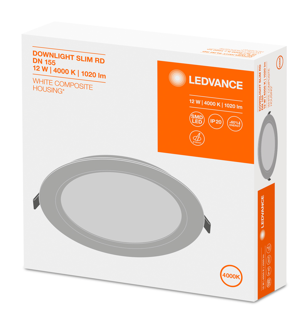 Ledvance LED downlight DOWNLIGHT SLIM ROUND 155 12 W 4000 K WT