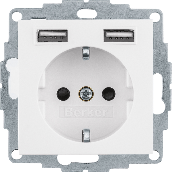 Berker Steckdose SCHUKO/USB S.1, polarweiß gl. 48038989