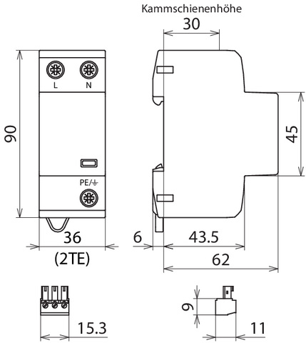 DEHN Kombiableiter DEHNshield Typ 1+2, 1-p. TN Sys DSH 255 FM - 941205