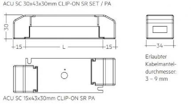 Tridonic LED Driver Accessoires ACU SC 15x43x30mm CLIP-ON SR PA 