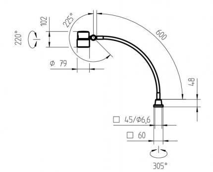 Waldmann LED flexible-tube luminaire Rocia RFF 600/850/D 9W 5000K 600Lm 10°