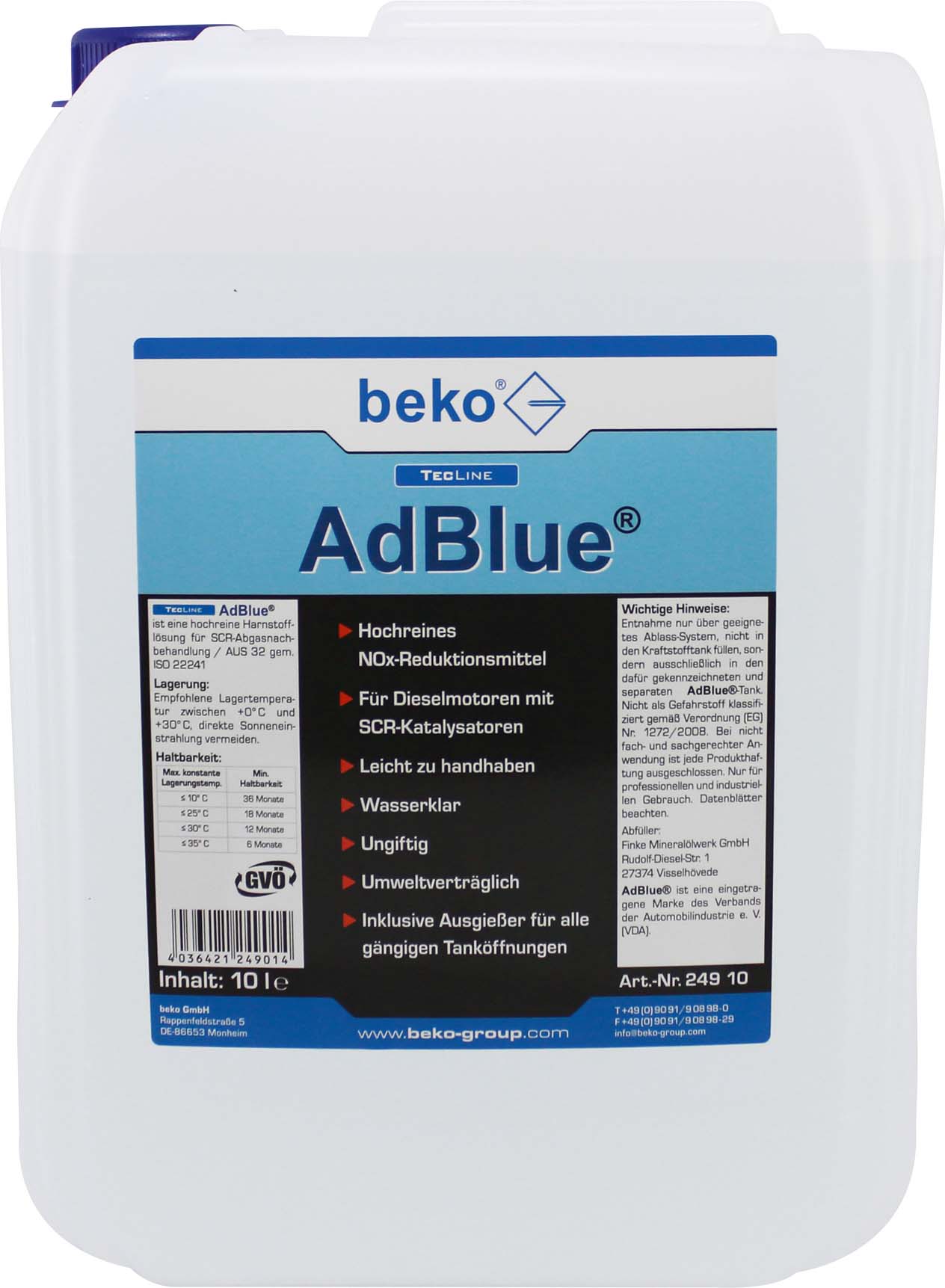 Beko AdBlue 10l inkl.Einfüllstutzen 249 10