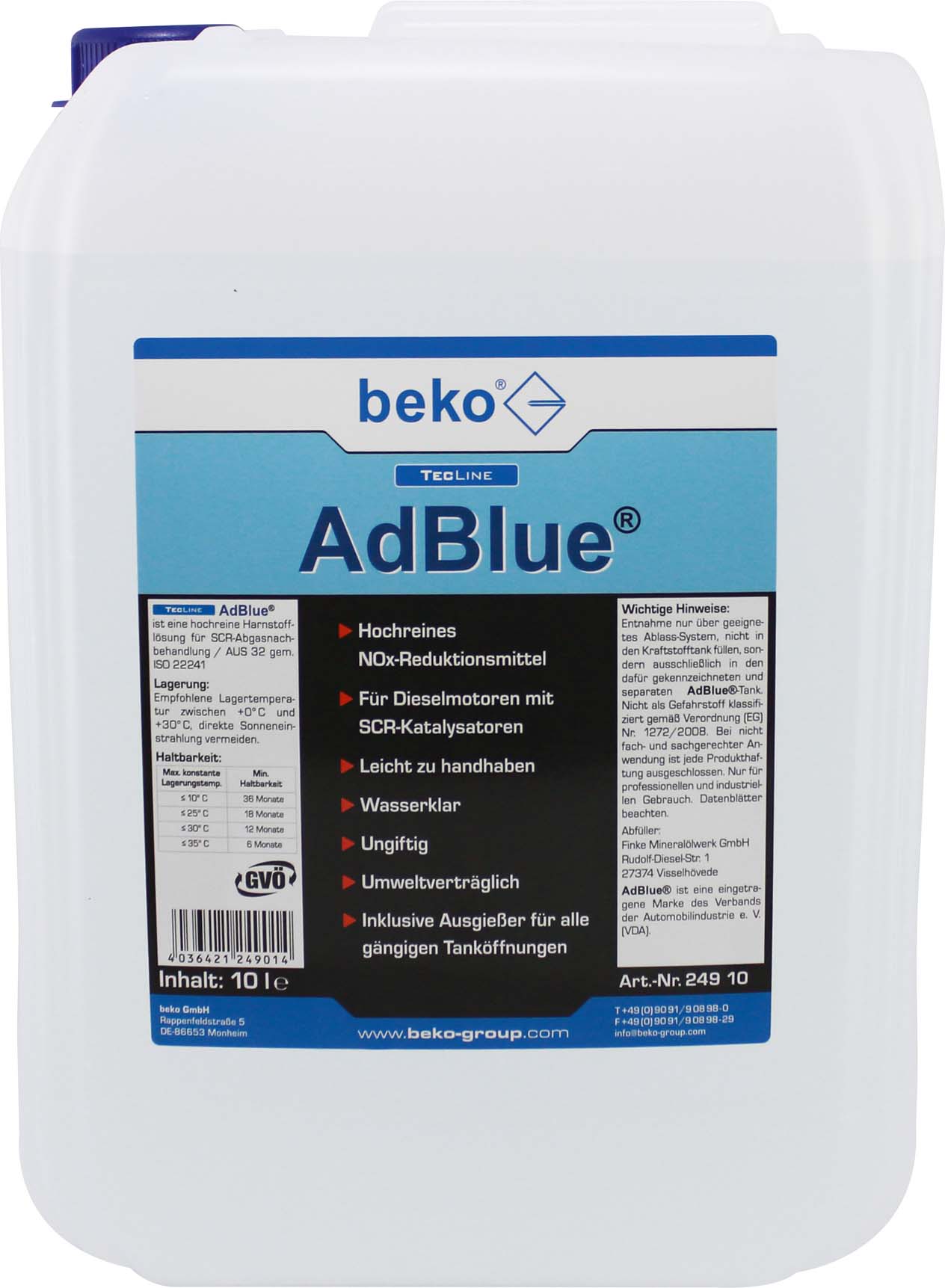 Beko AdBlue 10l inkl.Einfüllstutzen 249 10 - 24910 Beko AdBlue 10l inkl.Einfüllstutzen 249 10 - 24910