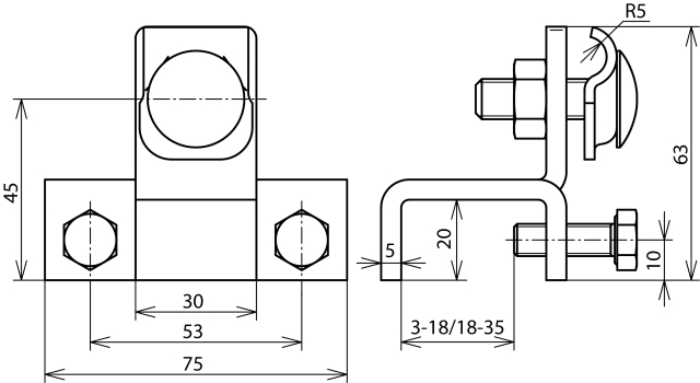 DEHN Anschlussklemme St/tZn senk. f.Profil.18-35 AK610KBSKBF1835STTZN - 372140