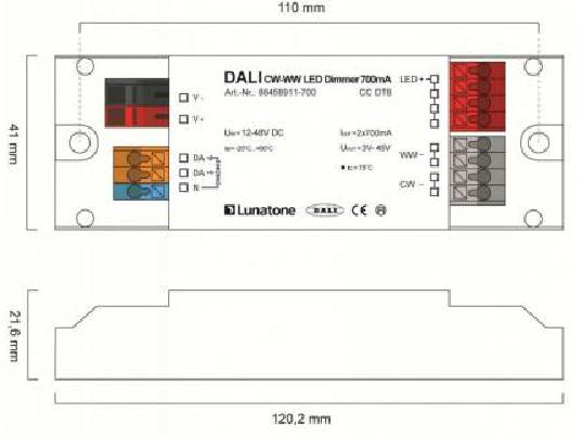 Lunatone Light Management LED-Dimmer DALI CW-W 1000mA