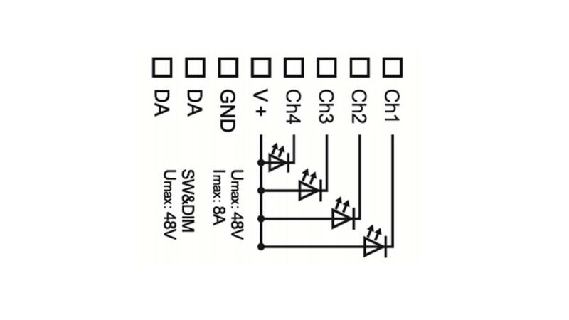 Lunatone Light Management LED-Dimmer DALI 4Ch LED Dimmer CV 8A