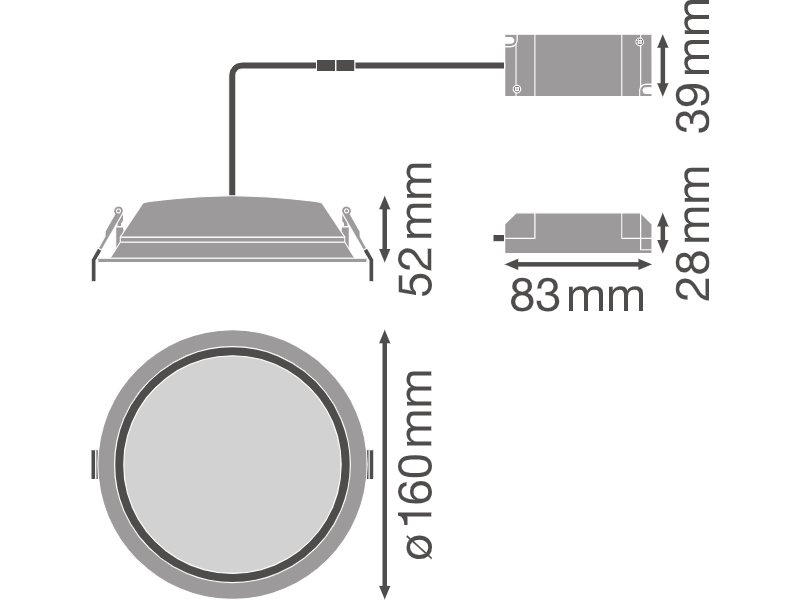 Ledvance LED downlight DOWNLIGHT ALU 150 14 W 3000 K IP44/IP20 WT - 4058075091436