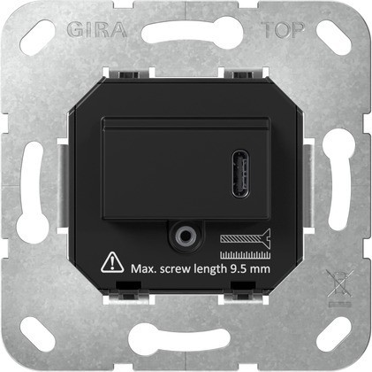 Gira USB-Spannungsversorgung Typ C Einsatz sw 236300 - 236300