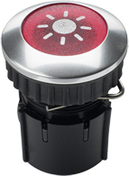 Grothe Klingeltaster rund 14,6mm Knopf rot, Hülse alu PROTACT 101 LED