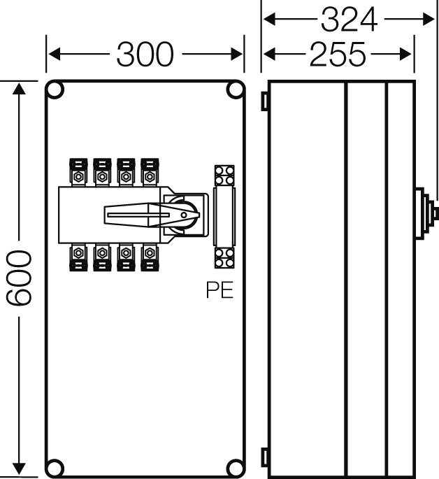 Hensel Mi-Lastumschaltergehäuse 160A 4polig+PE Mi 7481 - 20001134