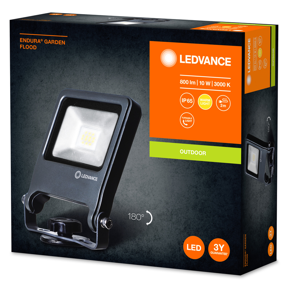 Ledvance LED-Außen-Fluterleuchte mit Erdspieß ENDURA GARDEN FLOOD 10W 830 SPIKE  – 4058075206847