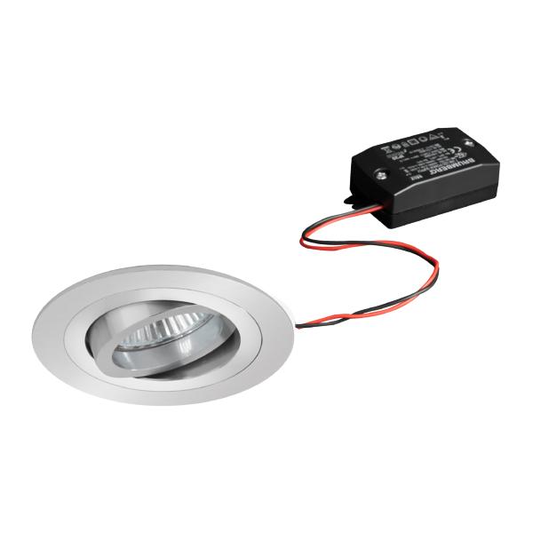 Brumberg recessed LED spotlightset, switchable, matt aluminum, round - 38309253
