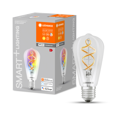 Ledvance LED-Leuchtmittel SMART+ WiFi Filament Edison RGBW 30  4.5 W/2700 K E27  - 4058075609914