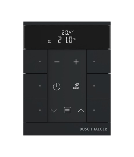 Busch-Jaeger Raumtemperaturregler 6fach, schwarz matt SBR-F-6.0.11-885 - 2CKA006220A0900 Busch-Jaeger Raumtemperaturregler 6fach, schwarz matt SBR-F-6.0.11-885 - 2CKA006220A0900