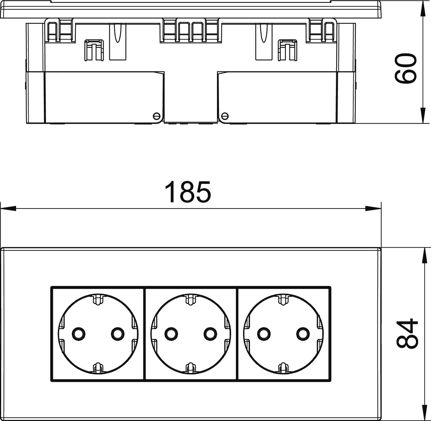 OBO Bettermann Vertr Steckdoseneinheit 3fach 84x185x59 rws SDE-RW D0RW3 - 6119414