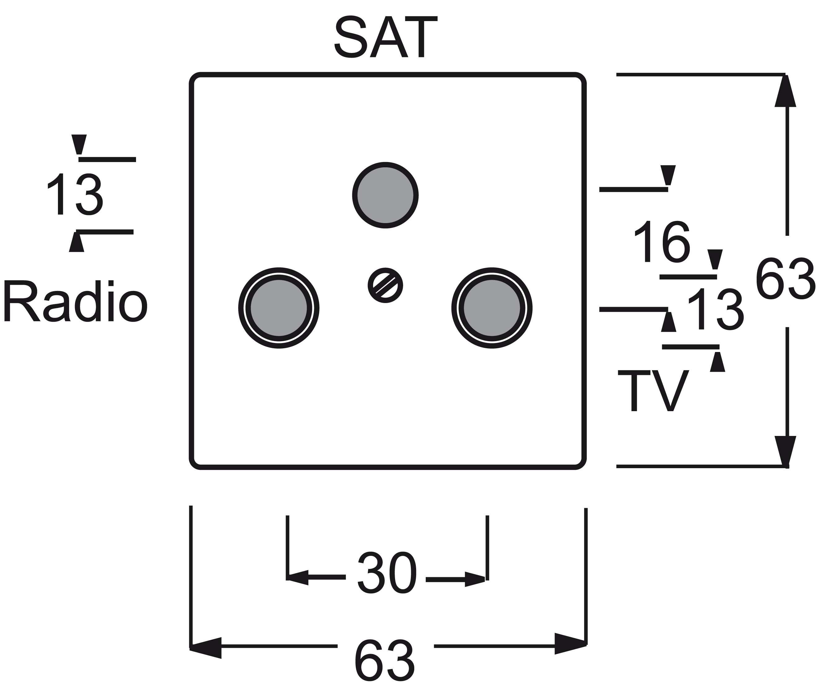 Busch-Jaeger Zentralscheibe dav/sws f.Antennendose 2Loch 1743-84 - 2CKA001724A2774