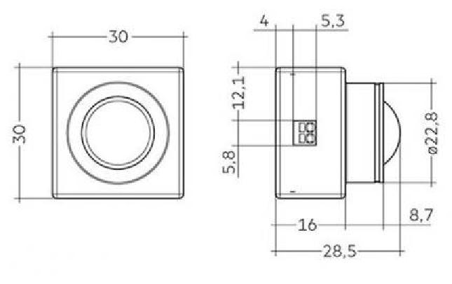 Tridonic Lichtmanagement Einbau DALI2-Msensor G3 SFI 30 PIR 10DPI WH