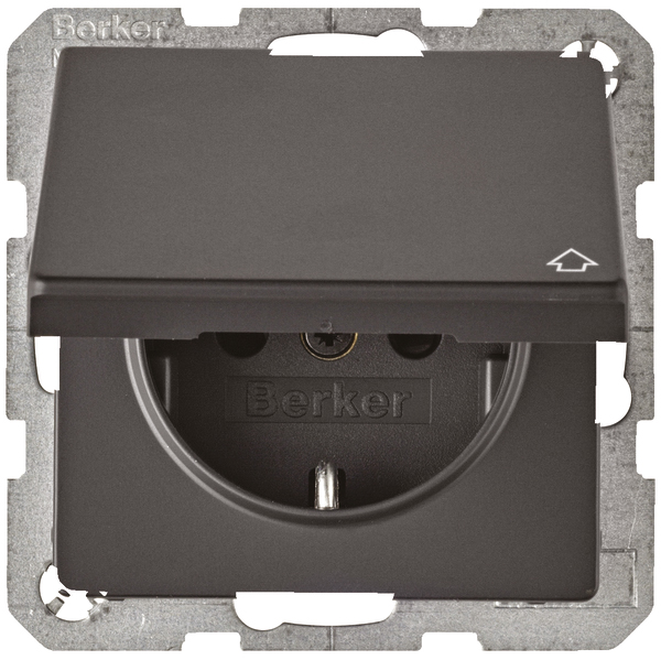 Berker SCHUKO-Steckdose anth/sa m. Klappdeckel 47516076