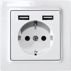Eltako Schutzkontakt-Steckdose reinweiß glänzend DSS55E+2xUSBA-wg - 3005589 günstig online kaufen