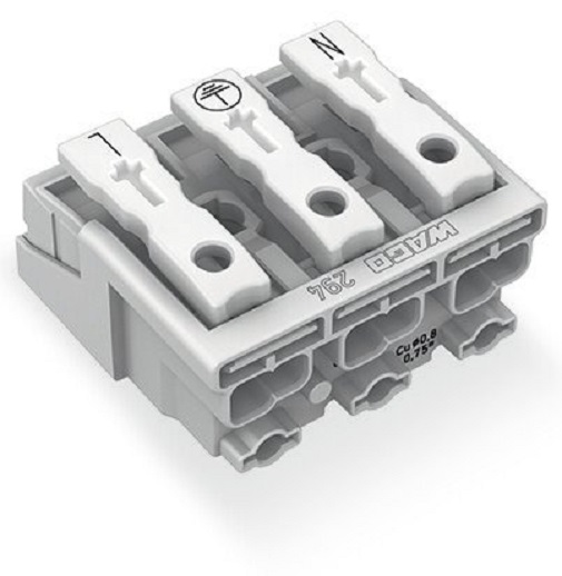 WAGO 3P-Leuchtenanschlussklemme ohne PE-Kontakt N-PE-L 2,5 mm² - 294-5013