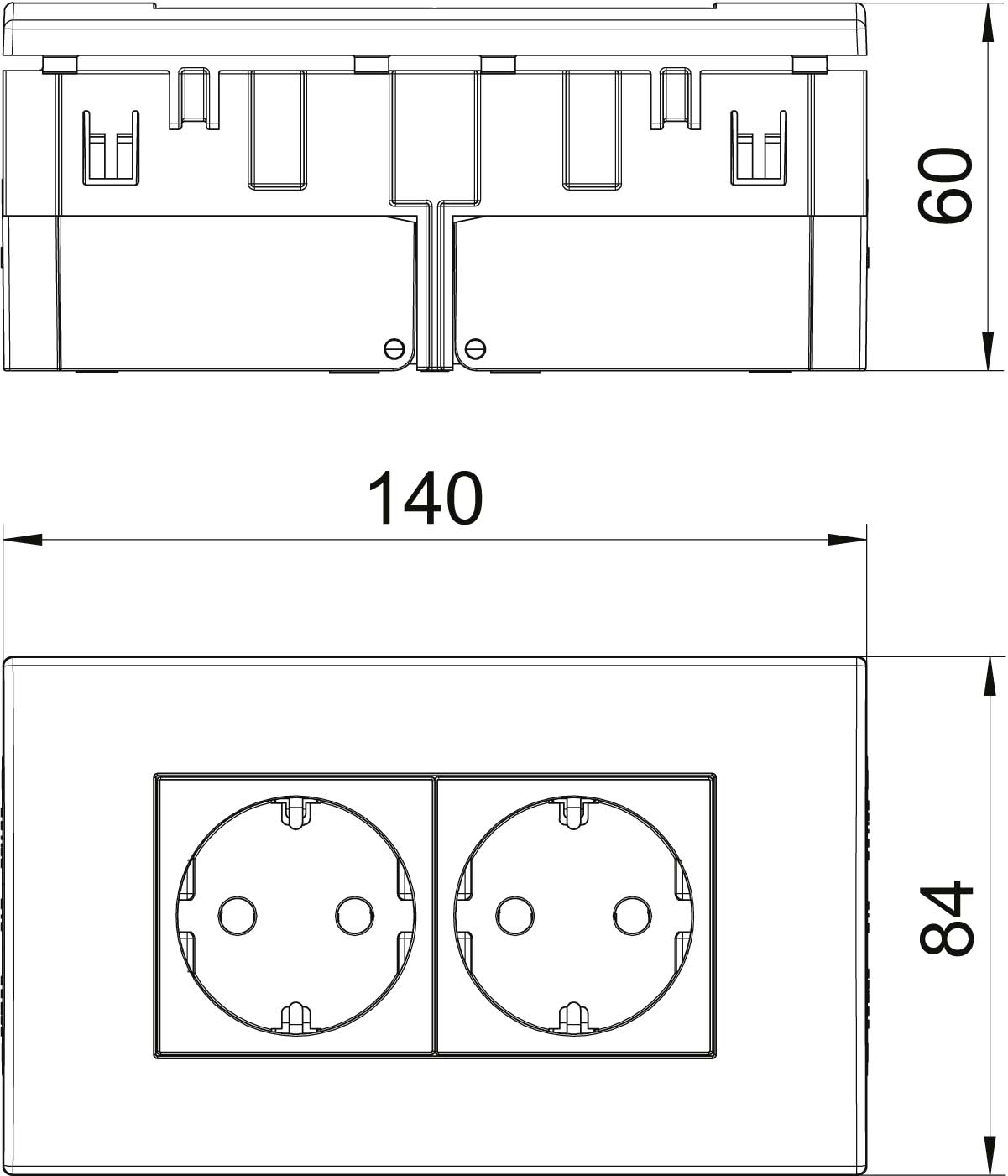 OBO Bettermann Vertr Steckdoseneinheit 2fach 84x140x59mm rt SDE-RW D0RT2 - 6119409