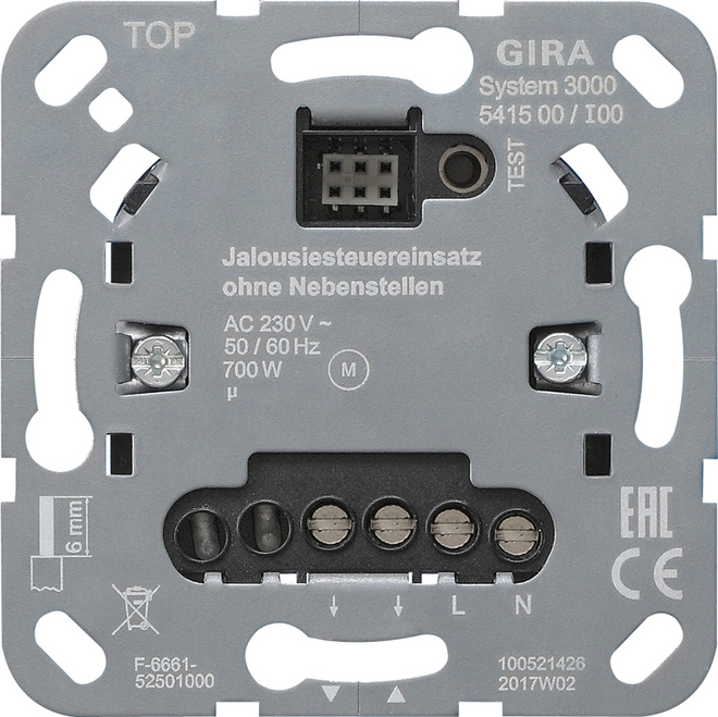Gira Jalousiesteuereinsatz o.Nebenst.eing.Eins. 541500 Gira Jalousiesteuereinsatz o.Nebenst.eing.Eins. 541500
