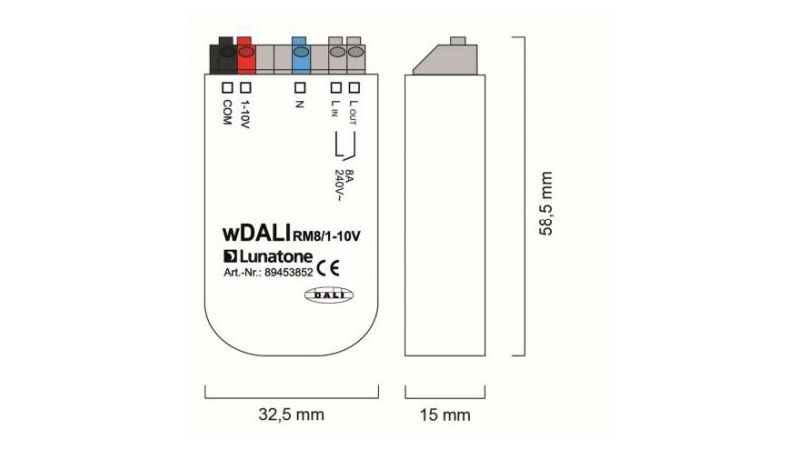 Lunatone Funk-Schnittstellenmodul wDALI RM8 0-10V PWM