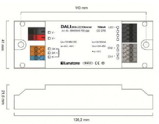 Lunatone Light Management LED-Dimmer DALI 2Ch CC 1000 mA gem- 