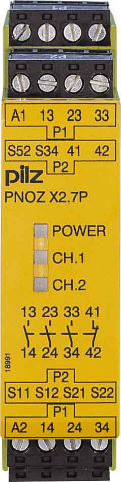 Pilz Not-Aus-Schaltgerät 24VACDC 3n/o 1n/c PNOZ X2.7P #777305 Pilz Not-Aus-Schaltgerät 24VACDC 3n/o 1n/c PNOZ X2.7P #777305