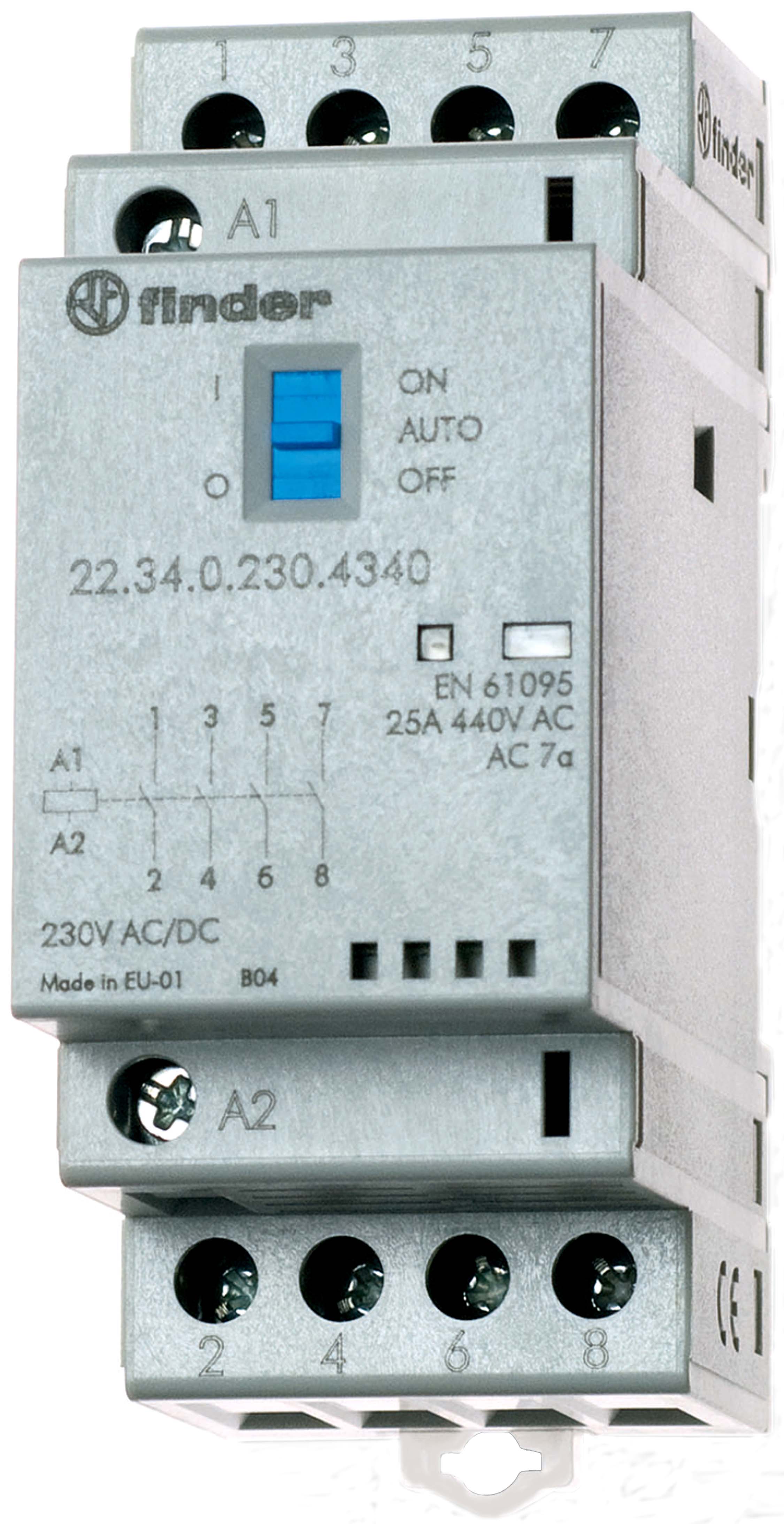 Finder Installationsschütz 24VAC/DC,4S,LED 22.34.0.024.4340 - 223400000000