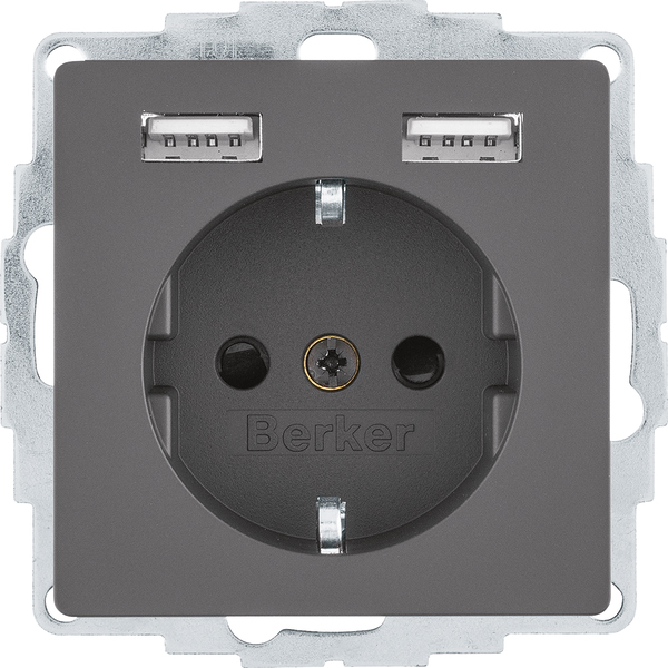Berker Steckdose SCHUKO/USB Q.x, anthr. samt 48036086 günstig online kaufen