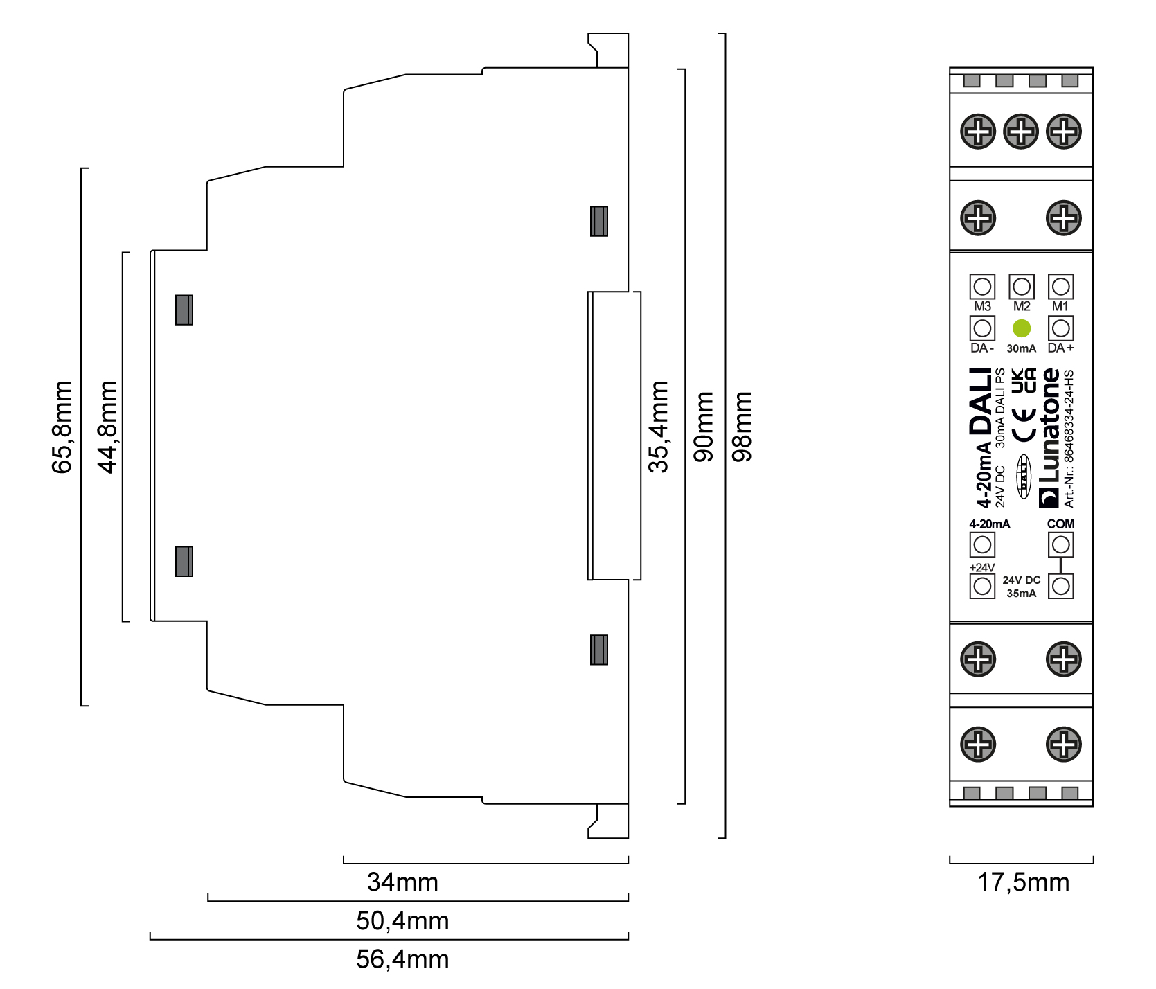 Lunatone Combi Sensor Modul DALI CS Korridor Verkehrsweiß matt AP