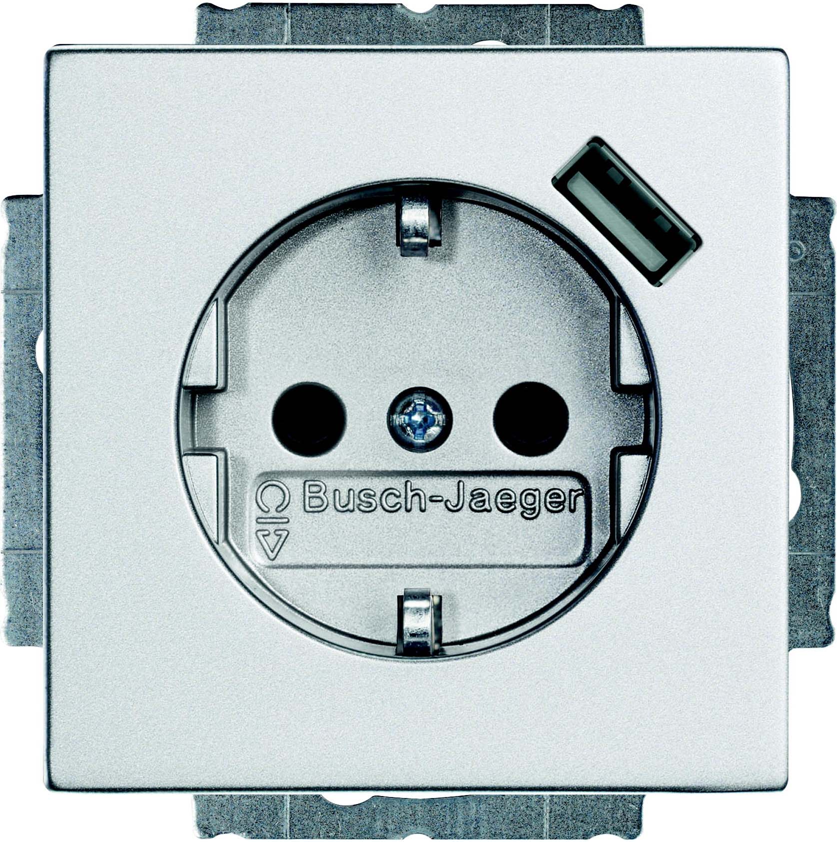 Busch-Jaeger Schuko/USB-Steckdose alusilber 20 EUCBUSB-83 - 2CKA002011A6160