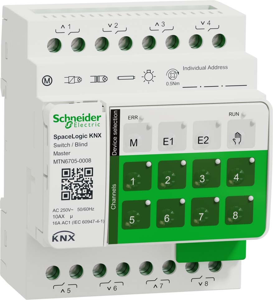 Schneider Electric Master Schalter/Jalousie SpaceLogic KNX,8fach MTN6705-0008 Schneider Electric Master Schalter/Jalousie SpaceLogic KNX,8fach MTN6705-0008
