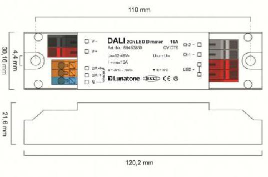 Lunatone Light Management LED-Dimmer DALI 2Ch LED Dimmer 10A CV