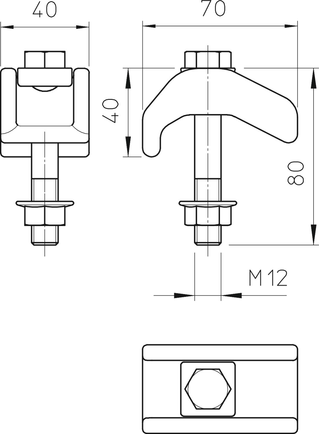 OBO Bettermann Vertr Spannklaue, schwer mit Kombimutter TKS-S-30 ZL (VE2) - 6355798