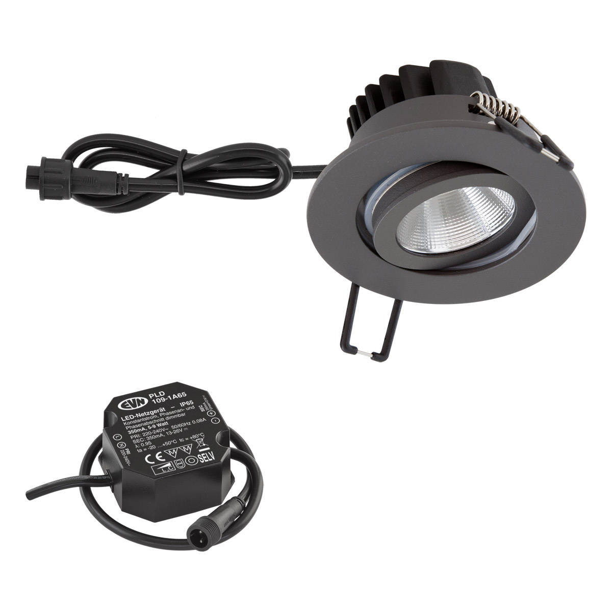 EVN Lichttechnik P-LED Deckeneinbauleuchte 3000K IP65 230V anth PC650N61602 günstig online kaufen