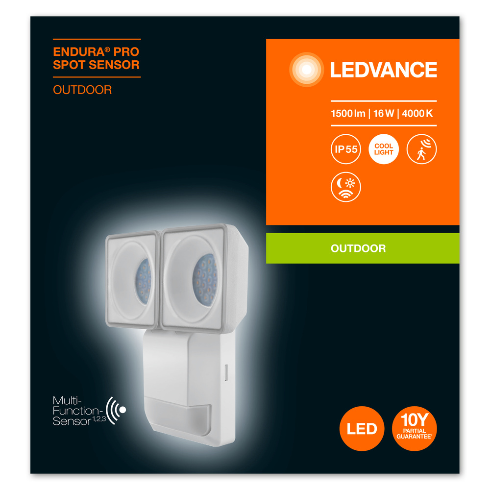 Ledvance LED decorative outdoor luminaire ENDURA PRO SPOT SENSOR 16W 840 IP55 WT