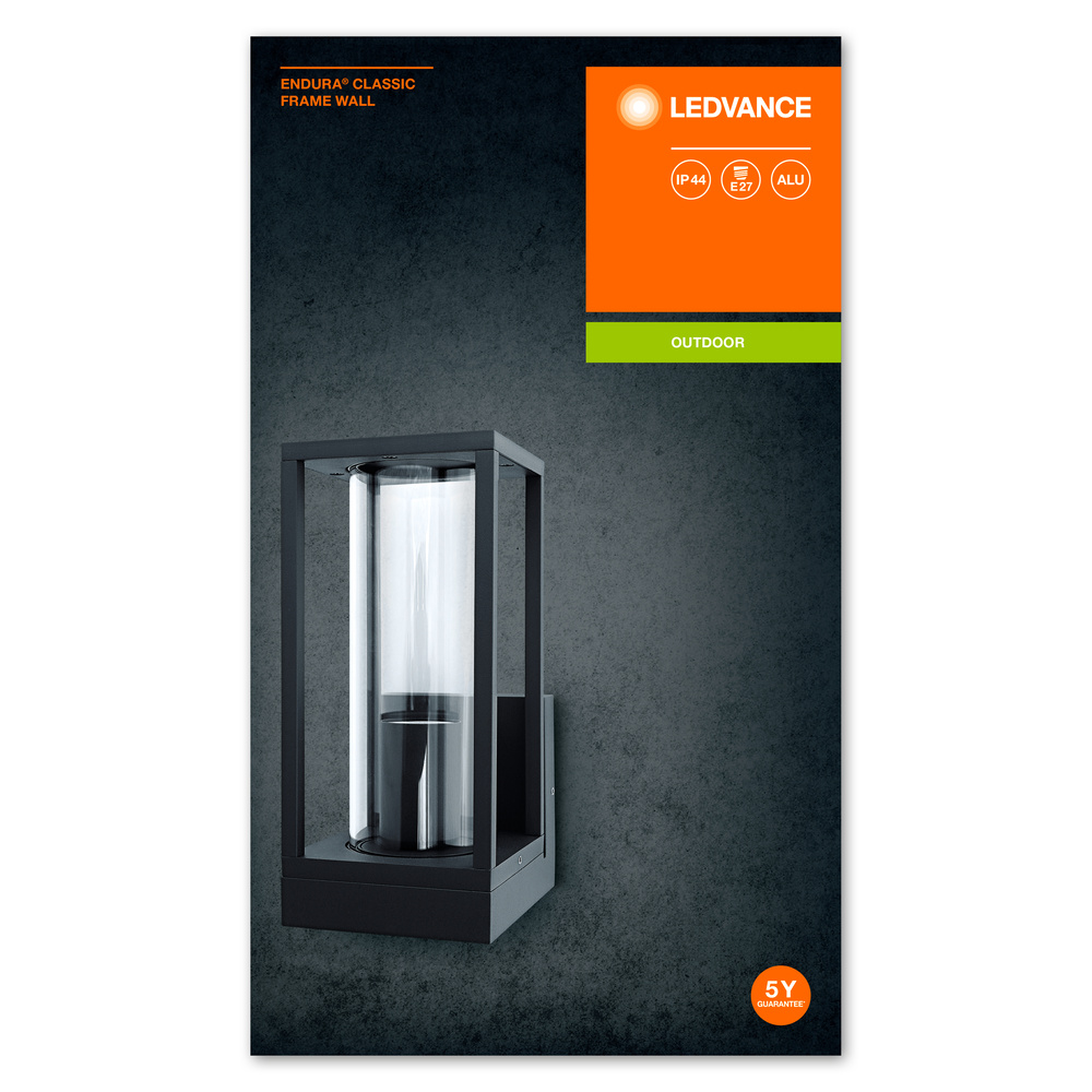 Ledvance Wand-Außenleuchte ohne Leuchtmittel für E27 Sockel ENDURA CLASSIC FRAME WALL E27 DG – 4058075554399